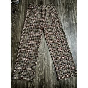 Free People Plaid Trousers - Black, Brown, Cream